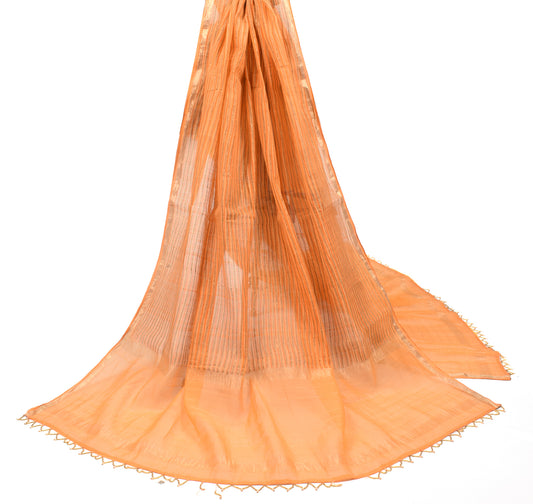 Sushila Vintage BRANDED Peach Dupatta Pure Cotton Silk Hand Block Long Stole