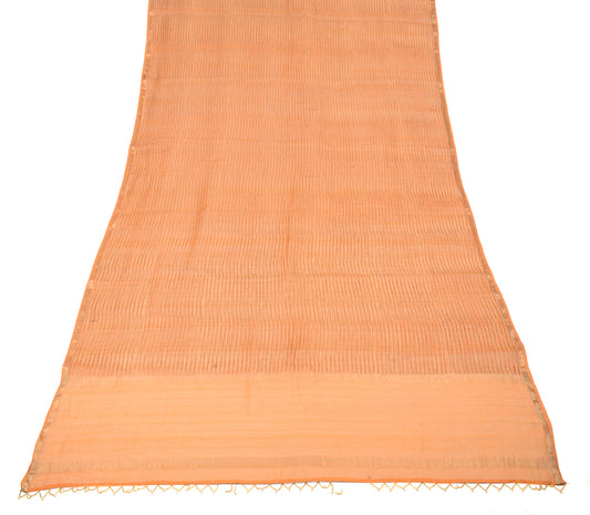 Sushila Vintage BRANDED Peach Dupatta Pure Cotton Silk Hand Block Long Stole