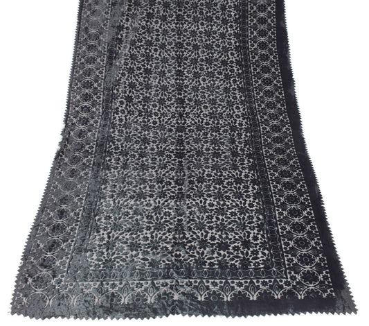 Sushila Vintage Brasso Velvet Dupatta Black Floral Woven Soft Indian Long Stole