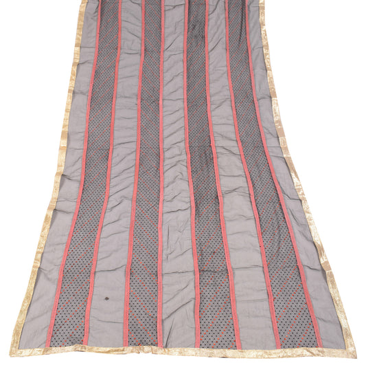 Sushila Vintage Black Net Mesh Dupatta Beaded Rhine Stone Bollywood Long Stole