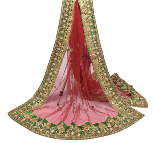 Sushila Vintage Maroon Net Heavy Dupatta Zardozi Pearl Embellish Long Stole