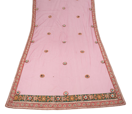 Sushila Vintage Berry Heavy Dupatta Pearls & Polki Kundan Work Net Long Stole