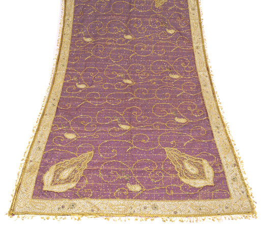 Sushila Vintage Purple Art Tissue Heavy Dupatta Zardozi/Dabka Work Bridal Long Stole