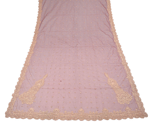 Sushila Vintage Zardozi Work Heavy Dupatta Maroon Net Cutwork Bridal Long Stole