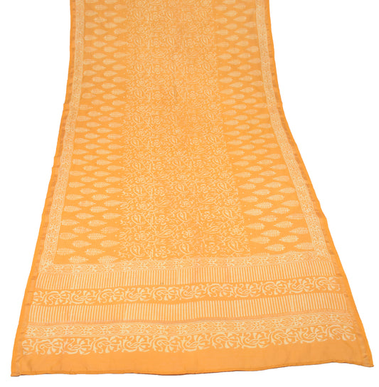 Sushila Vintage Mustard Dupatta Pure Cotton Silk Hand Block Long Stole Veil