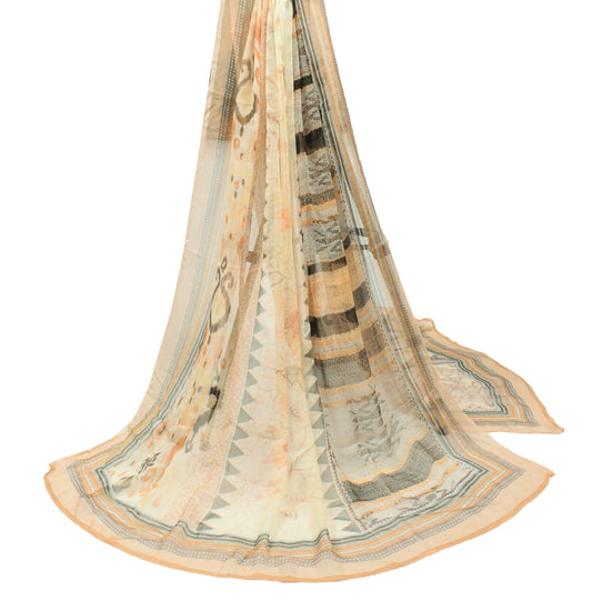 Sushila Vintage Multi-Color Dupatta Pure Chiffon Printed Abstract Soft Long Stole