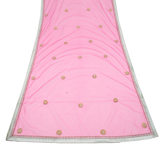 Sushila Vintage Pink Net Dupatta Stone & Pearl Work Traditional Long Stole