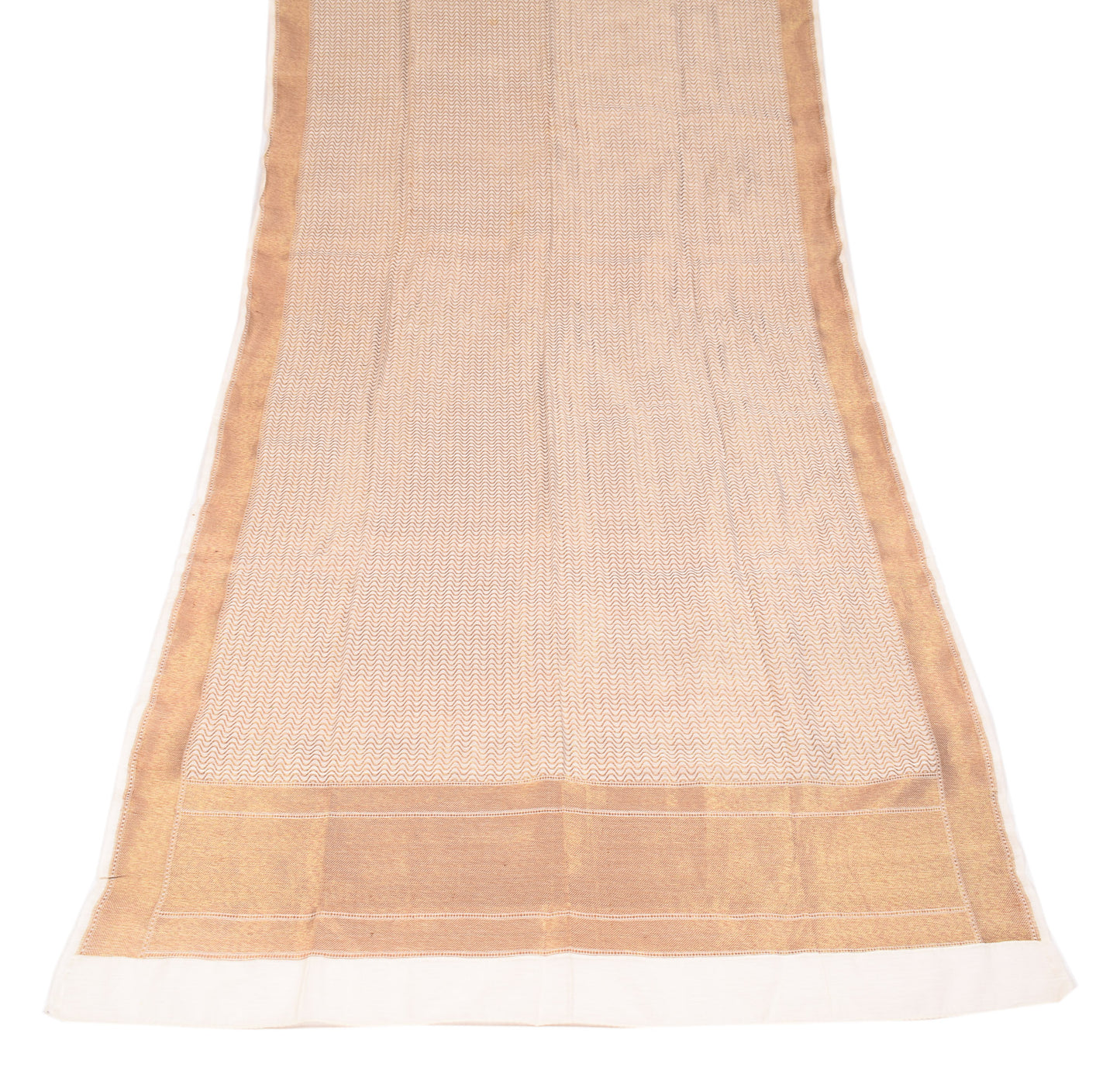 Sushila Vintage White Dupatta Pure Cotton Silk Laheriya Woven Long Stole