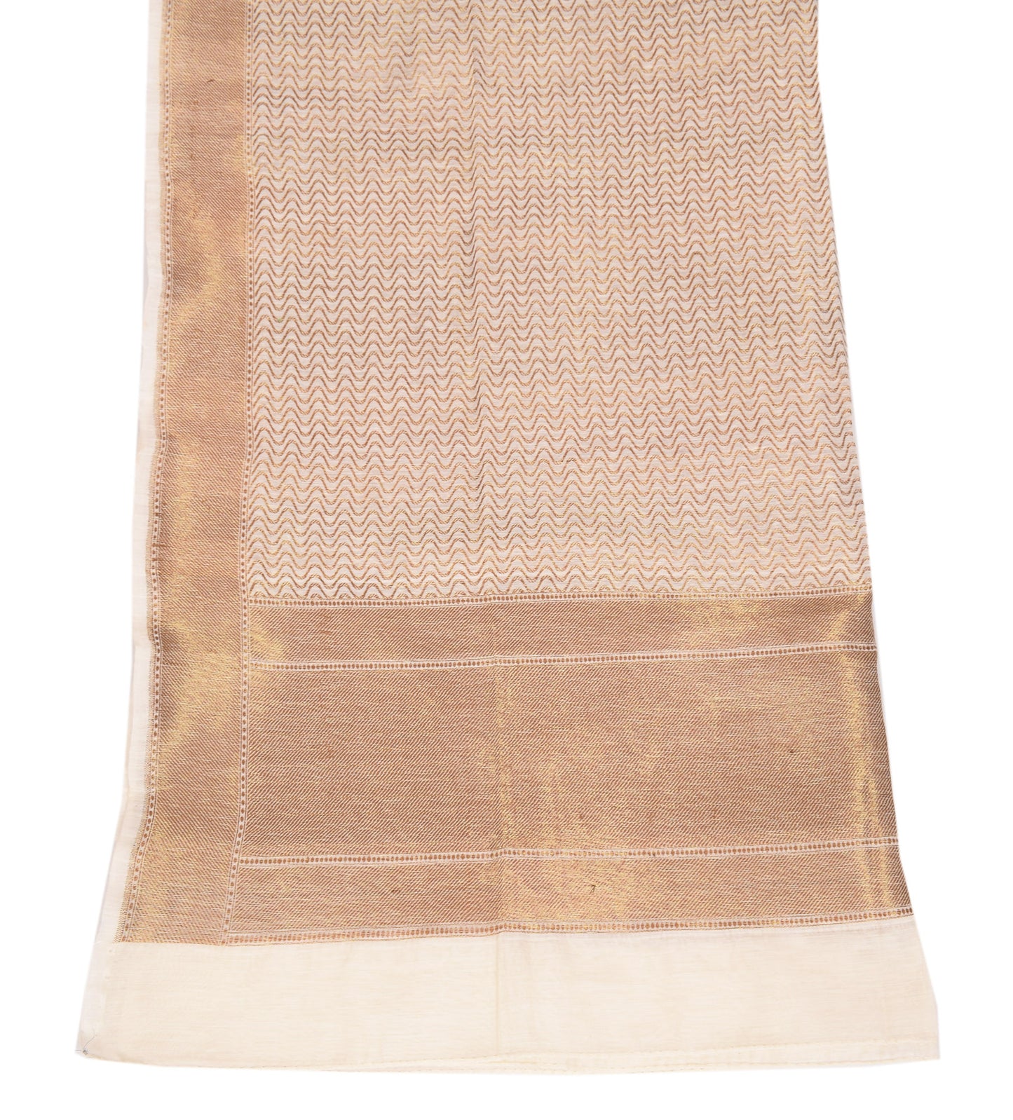 Sushila Vintage White Dupatta Pure Cotton Silk Laheriya Woven Long Stole
