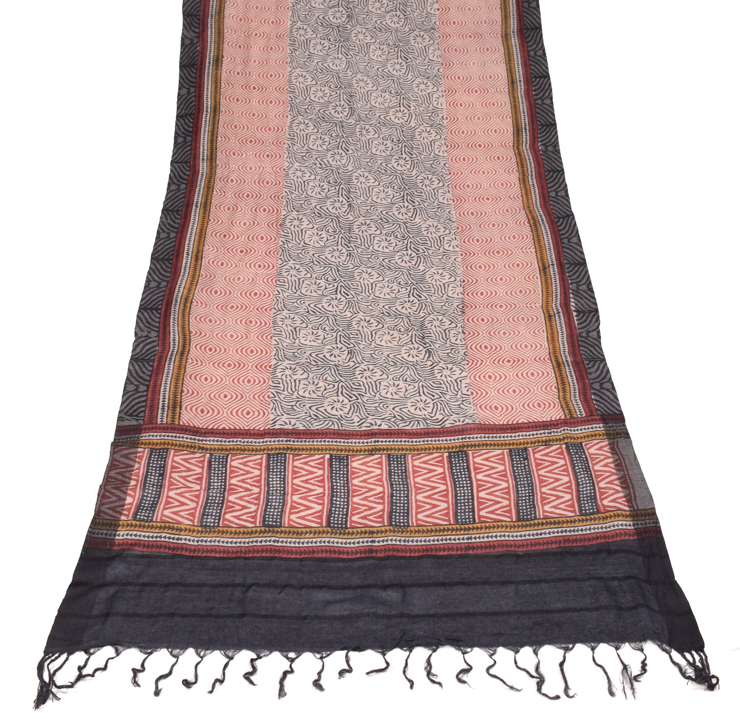 Sushila Vintage Pure Woolen Dupatta Hand Block Printed Multi-Color Soft Long Stole