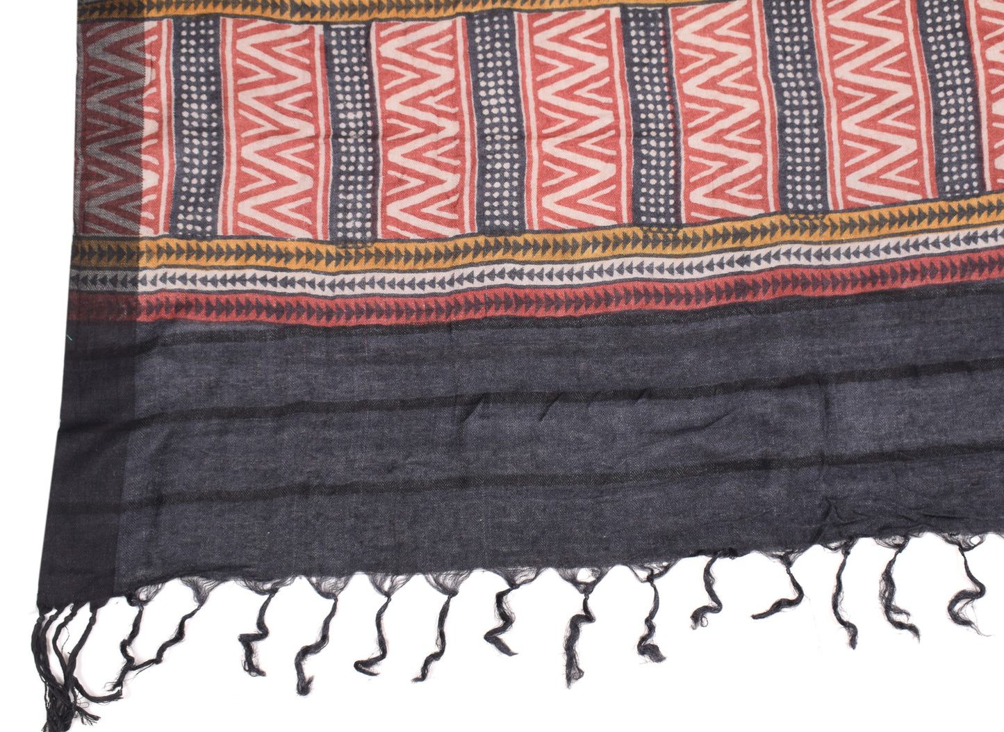 Sushila Vintage Pure Woolen Dupatta Hand Block Printed Multi-Color Soft Long Stole