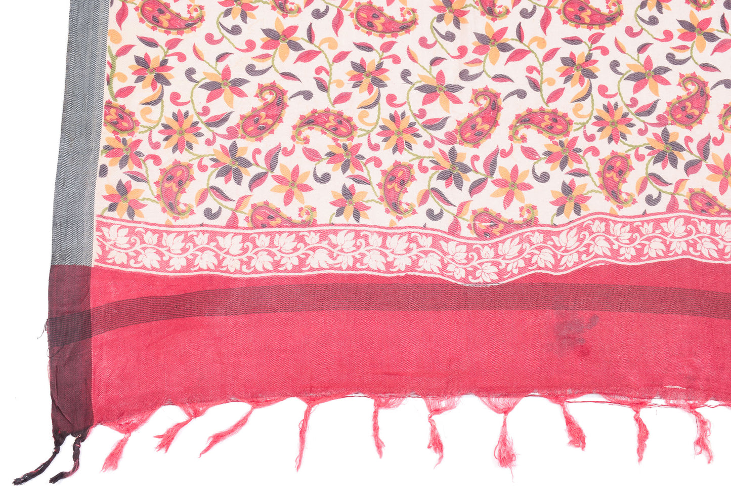 Sushila Vintage Magenta Dupatta 100% Pure Woolen Printed Floral Soft  Long Stole