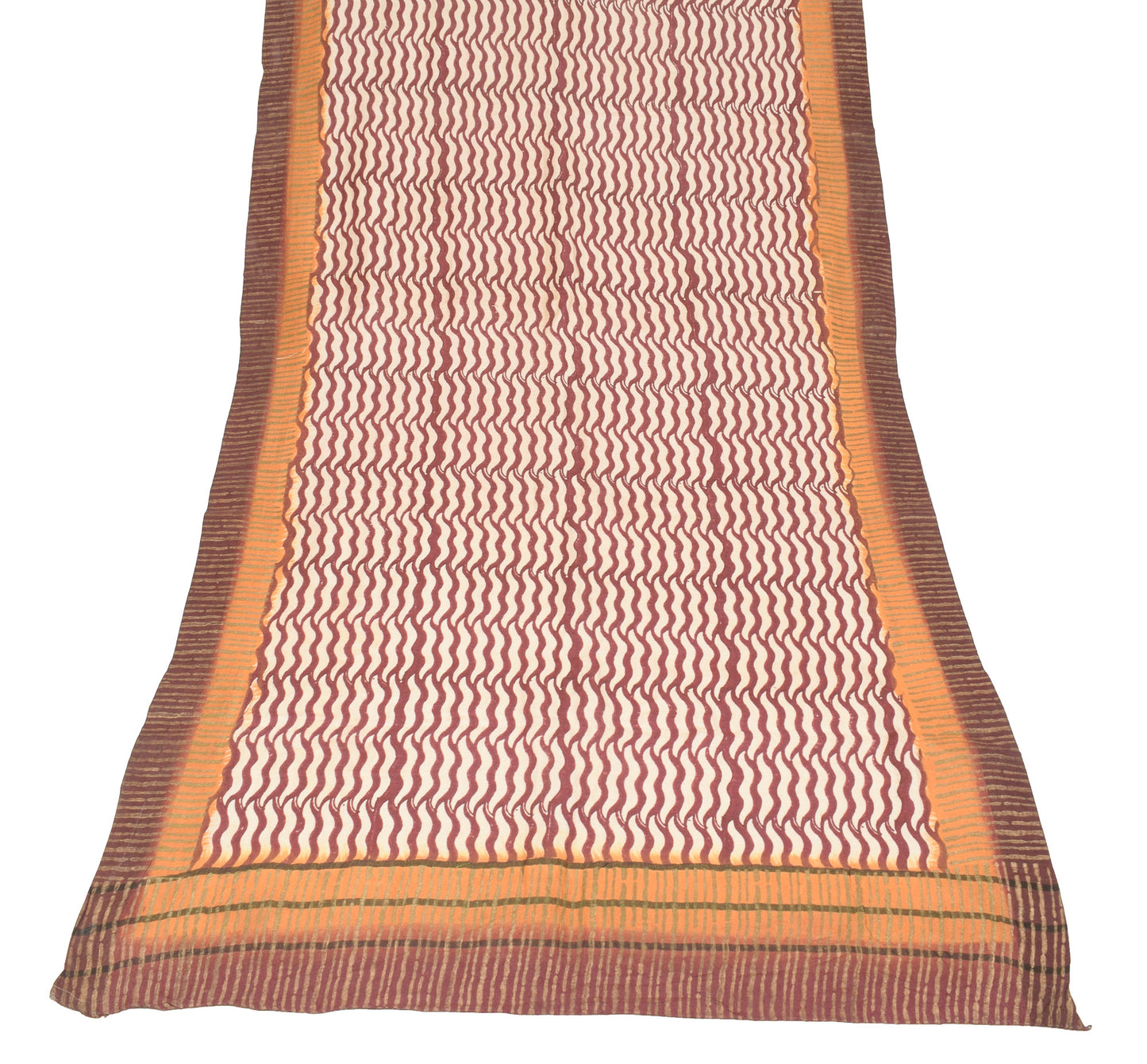 Sushila Vintage Cream Dupatta 100% Pure Woolen Hand Block Printed Long Stole