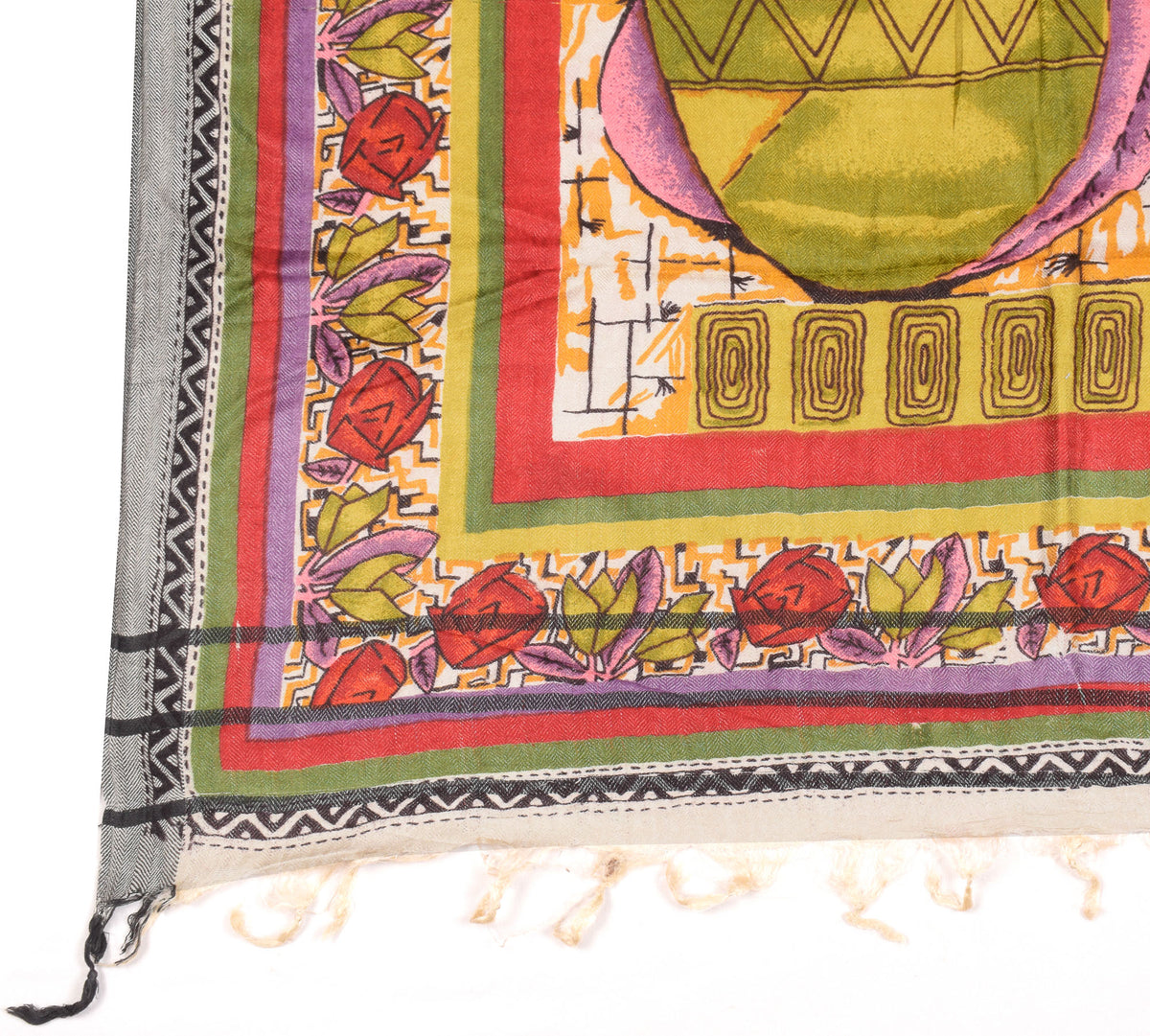 Sushila Vintage Multi-Color Dupatta Floral Printed Woven Pure Woolen Soft Long Stole