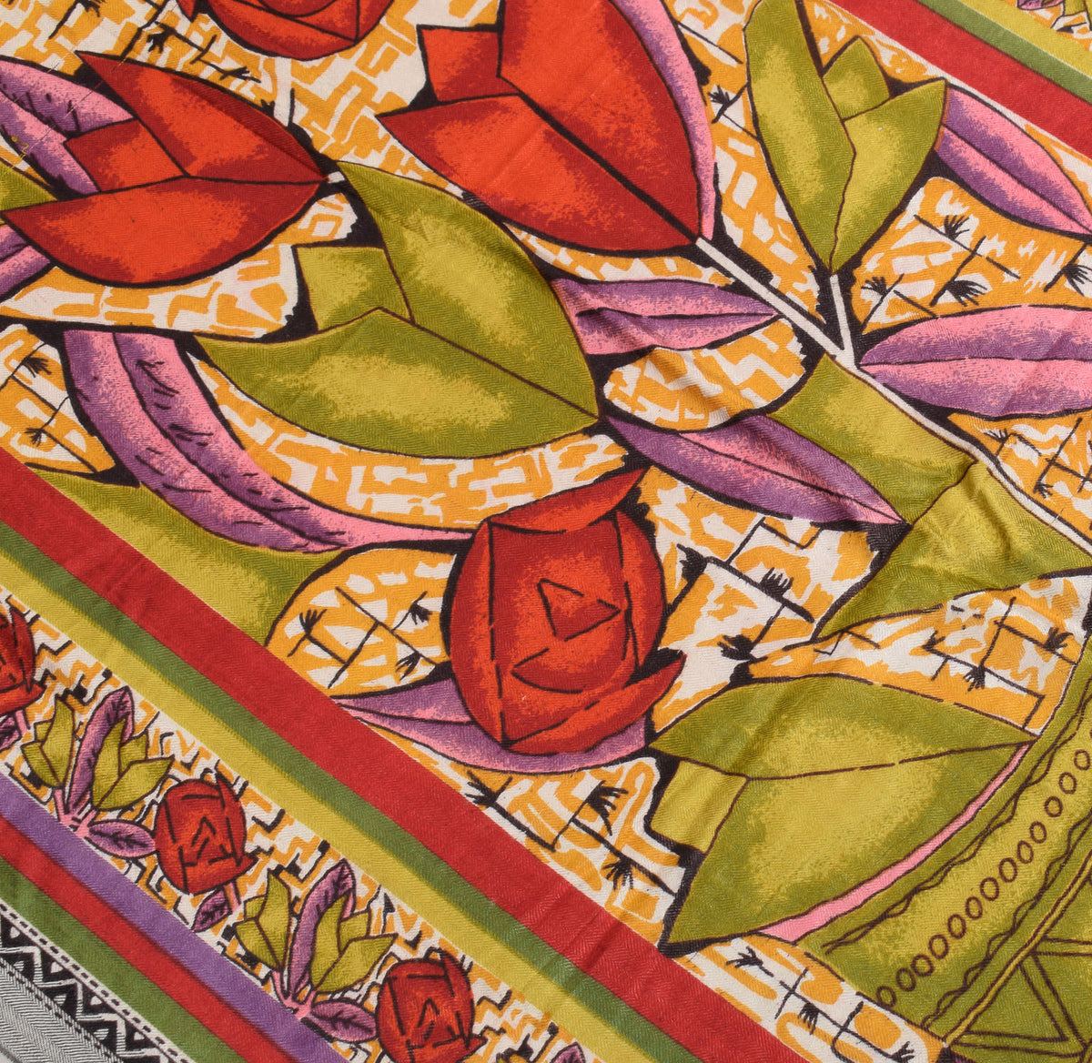 Sushila Vintage Multi-Color Dupatta Floral Printed Woven Pure Woolen Soft Long Stole