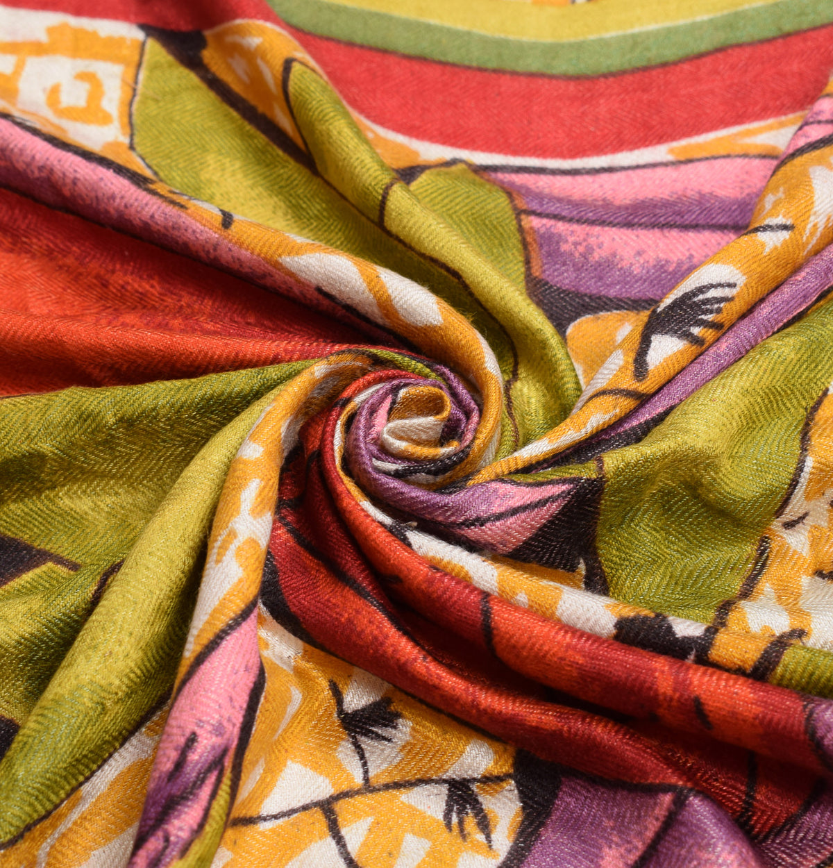 Sushila Vintage Multi-Color Dupatta Floral Printed Woven Pure Woolen Soft Long Stole