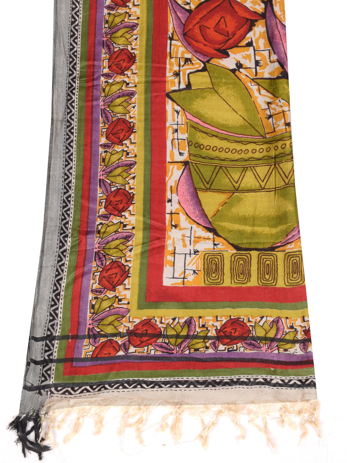 Sushila Vintage Multi-Color Dupatta Floral Printed Woven Pure Woolen Soft Long Stole