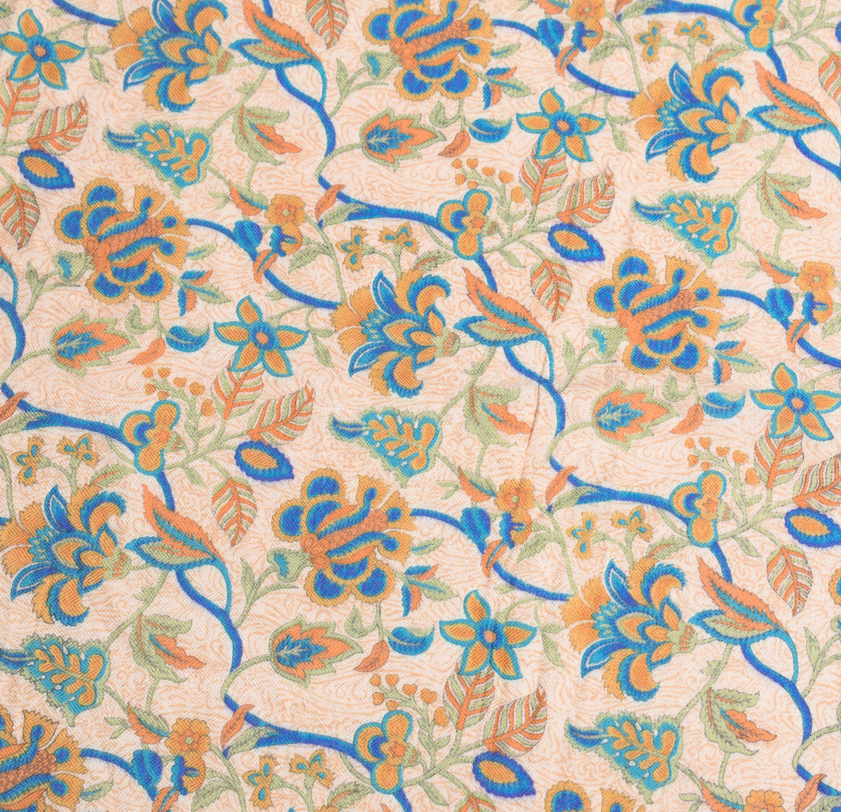 Sushila Vintage Cream Woven Dupatta Floral Printed Pure Woolen Soft Long Stole