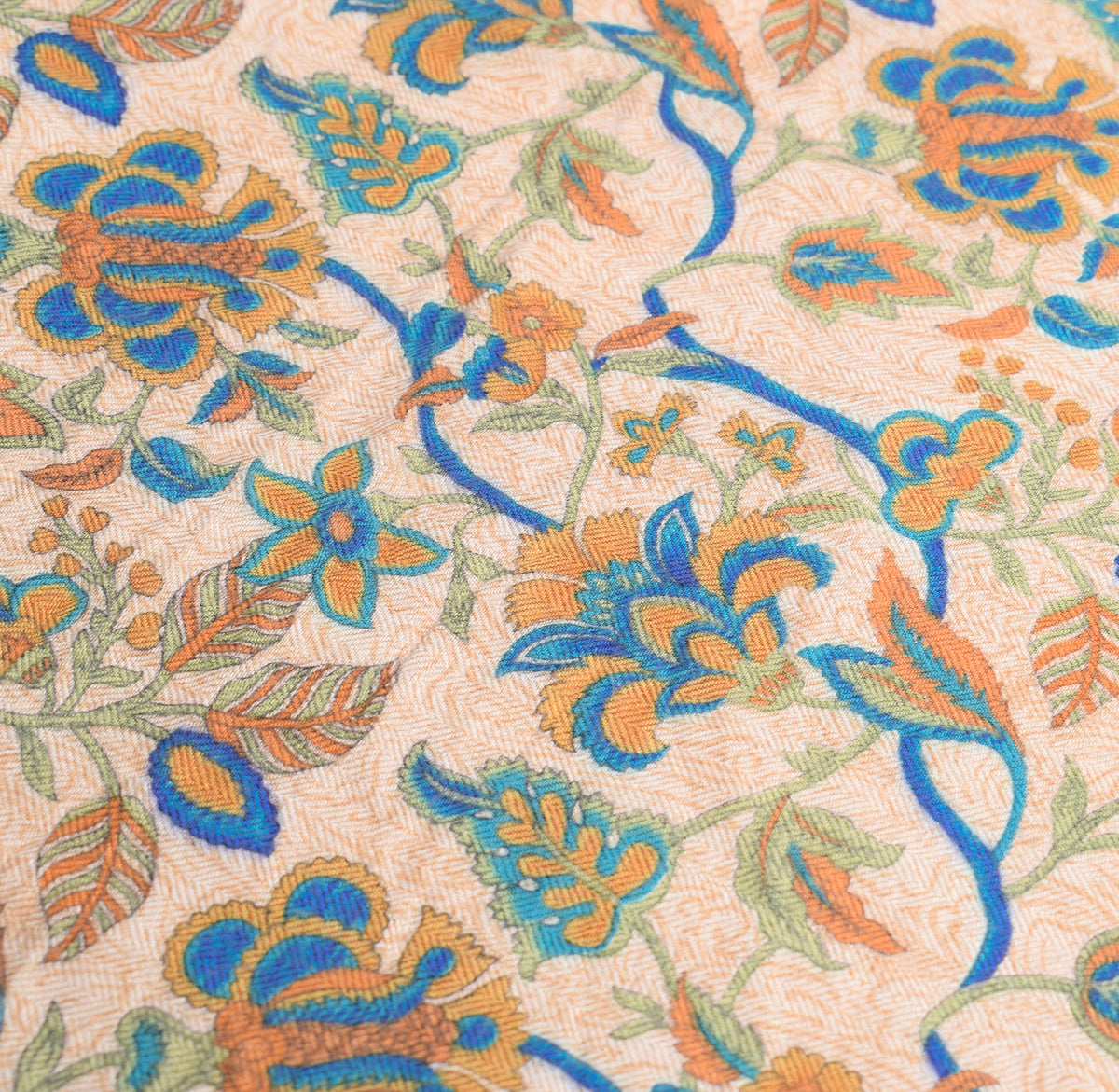 Sushila Vintage Cream Woven Dupatta Floral Printed Pure Woolen Soft Long Stole