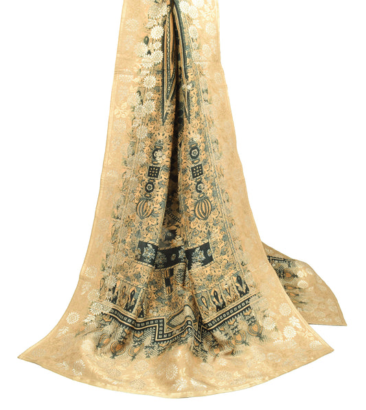 Sushila Vintage Pure Silk Black Dupatta Printed & Zari Woven Floral Long Stole