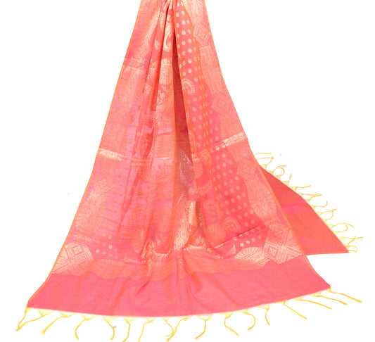 Sushila Vintage Dual Tone Pink Dupatta Art Cotton Silk Zari Woven Long Stole