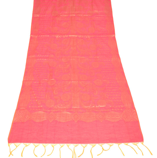 Sushila Vintage Dual Tone Pink Dupatta Art Cotton Silk Zari Woven Long Stole