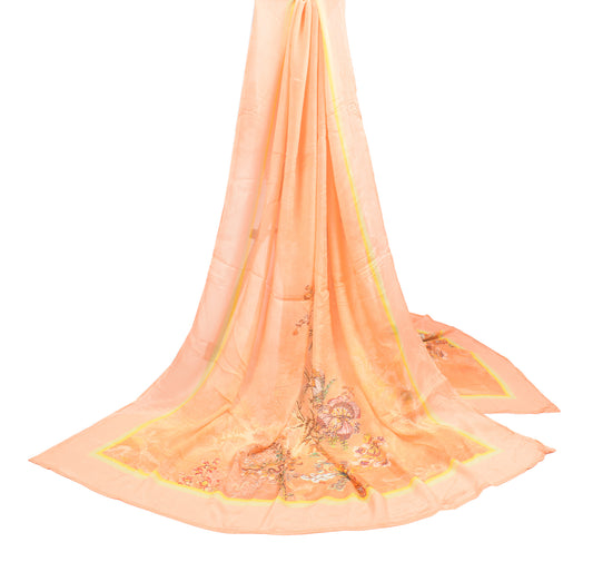 Sushila Vintage Peach Dupatta Pure Chiffon Digital Printed Soft Long Stole