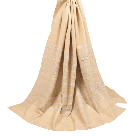 Sushila Vintage Beige Handloom Dupatta Pure Khadi Hand Woven Long Stole