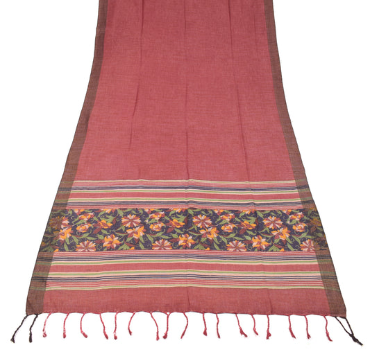 Sushila Vintage Maroon Floral Dupatta Pure Woolen Woven Soft Long Stole