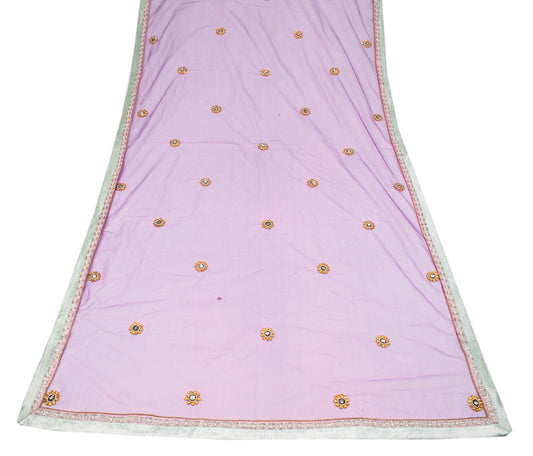 Sushila Vintage Purple Net Dupatta Stone Pearl Embellish Long Stole Wrap