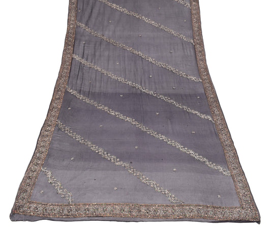 Sushila Vintage Black Zardozi Work Dupatta Pure Georgette HEAVY Long Stole
