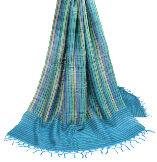 Sushila Vintage Pure Khadi Dupatta Multi-Color Hand Printed Long Stole