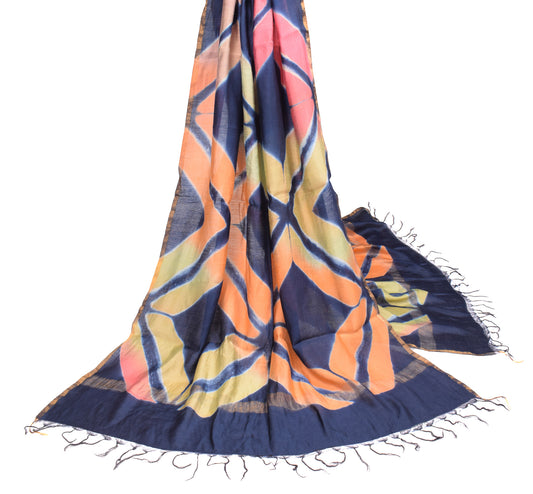 Sushila Vintage Multi-Color Tie-Dye Dupatta Pure Cotton Silk Long Stole
