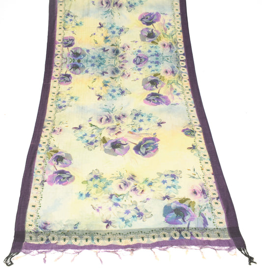 Sushila Vintage Yellow Dupatta Digital Printed Pure Woolen Soft Long Stole