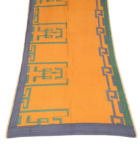 Sushila Vintage Pure Cotton Silk Dupatta Mustard Geometric Printed Long Stole