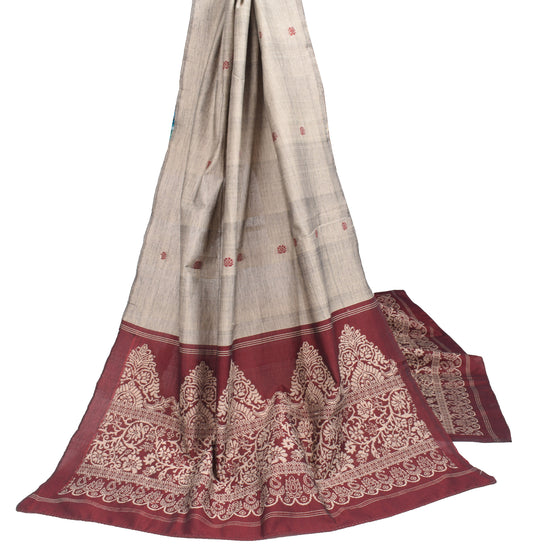 Sushila Vintage Cream Black Dupatta Hand Woven Pure Cotton Long Stole
