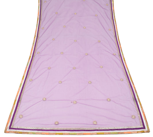 Sushila Vintage Purple Net Dupatta Pearl Glass Beads Embellish Long Stole