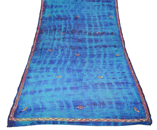 Sushila Vintage Blue Tie-Dye Dupatta Pure Chiffon Tie-Dye Sequins Work Long Stole