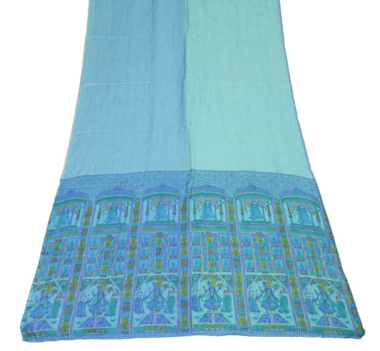 Sushila Vintage Pure Woolen Dupatta Figure Printed Blue Soft Long Stole