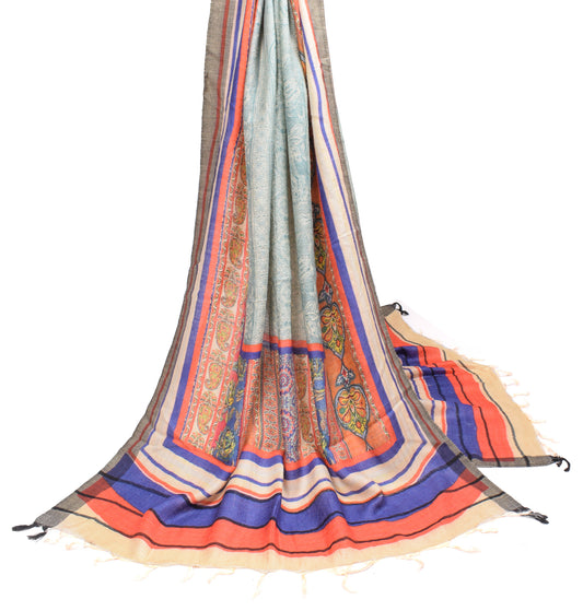 Sushila Vintage Pure Woolen Dupatta Multi-Color Floral Print Soft Long Stole