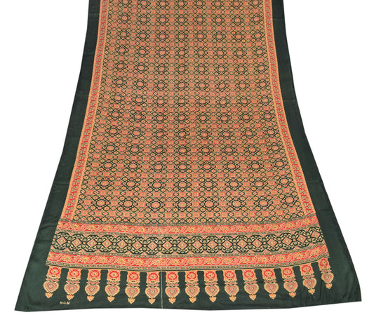 Sushila Vintage Green Dupatta Ajrakh Hand Block Pure Cotton Soft Long Stole