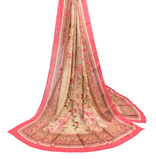Sushila Vintage Beige Pure Silk Dupatta Digital Printed Soft Long Stole Wrap