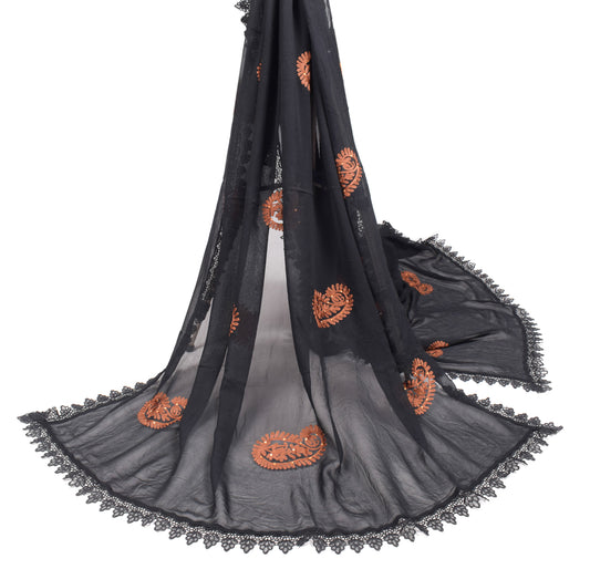 Sushila Vintage Paisley Embroidered Dupatta Pure Georgette Long Stole Hijab