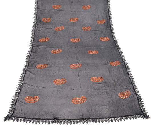 Sushila Vintage Paisley Embroidered Dupatta Pure Georgette Long Stole Hijab