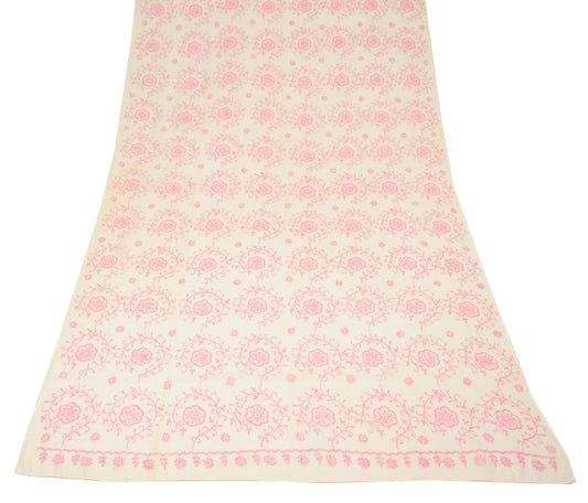 Sushila Vintage Lucknowi Chikankari Dupatta Beige Pure Cotton Long Stole Wrap