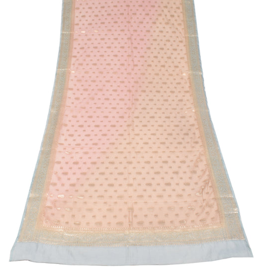Sushila Vintage Pink Zari Woven Dupatta Floral Pure Cotton Silk Long Stole Wrap