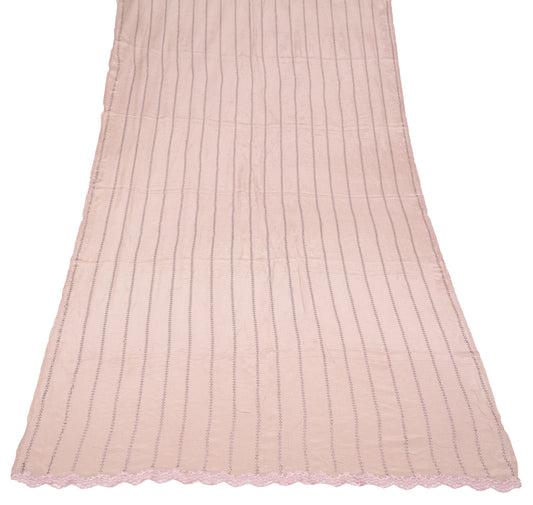 Sushila Vintage Pure Chiffon Silk Dupatta Beaded Stone Work Mauve Long Stole