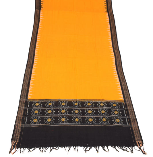 Sushila Vintage Handloom Ikat Dupatta Orange Black Pure Cotton Long Stole
