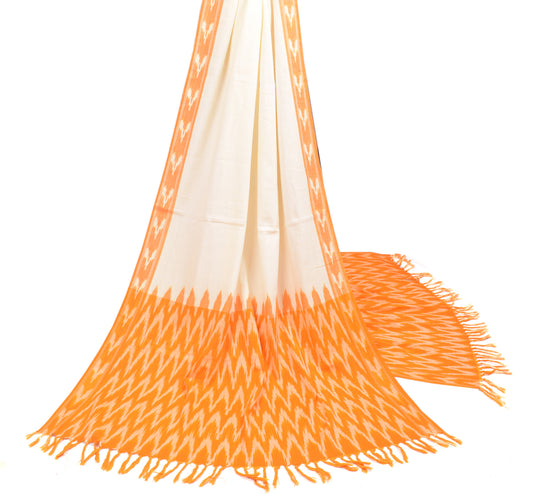 Sushila Vintage  Pochampally Ikat Dupatta Cream Pure Cotton Woven Long Stole