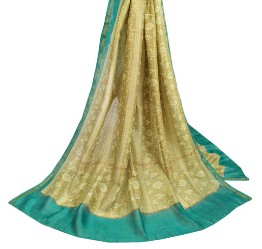 Sushila Vintage Floral Green Dupatta Pure Cotton Silk Printed Long Stole Wrap